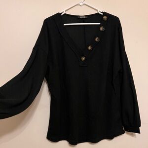 Black long sleeve faux buttons